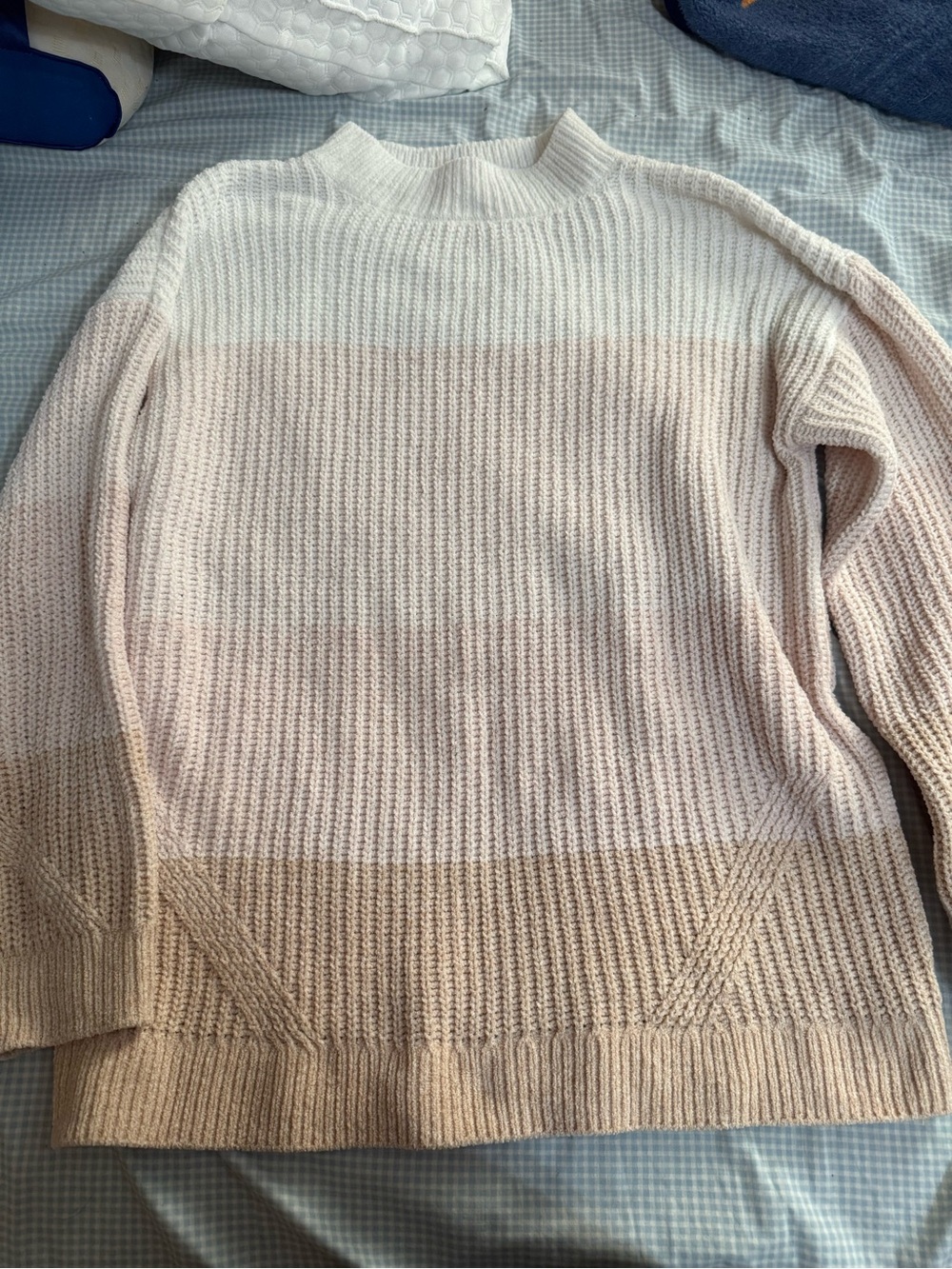 Terra & Sky Cream and Light Tan Ombre Cowl Sweater